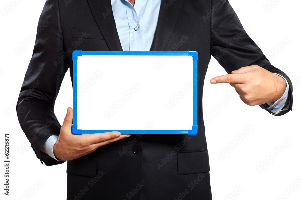 close up one business man hand holding showing whiteboard close up one business man hand holding showing whiteboard