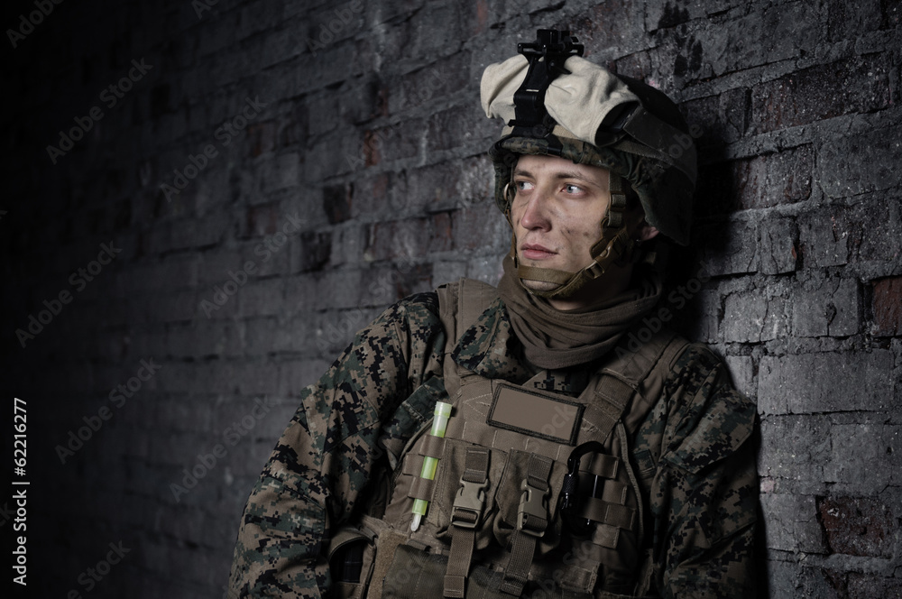 Dramatic portrait of a U.S. marine. Dramatic portrait of a U.S. marine.