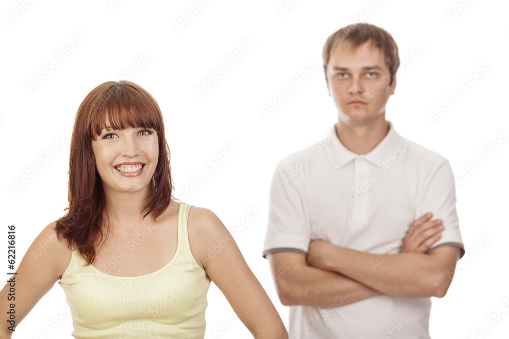 Close-up portrait of young couple,isolated on white background. Close-up portrait of young couple,isolated on white background.