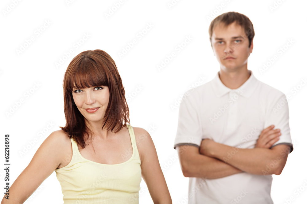 Close-up portrait of young couple,isolated on white background. Close-up portrait of young couple,isolated on white background.