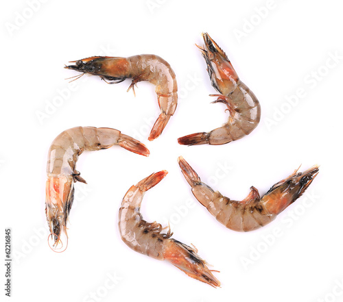 Raw shrimp isolated on a white background