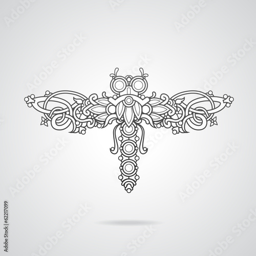 Dragonfly shaped ornament vector illustration