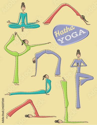 Set of Hand Drawn Yoga Poses