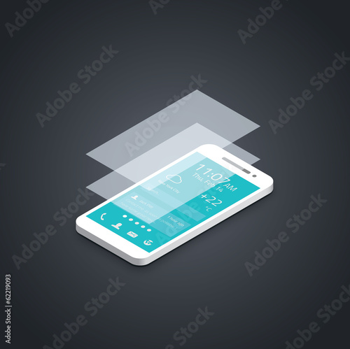 Mobile phone flat user interface development vector