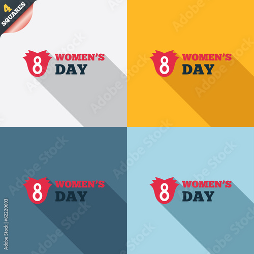 8 March Women's Day sign icon. Flower symbol.