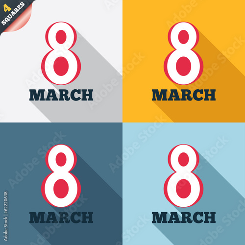 8 March Women's Day sign icon. Holiday symbol.