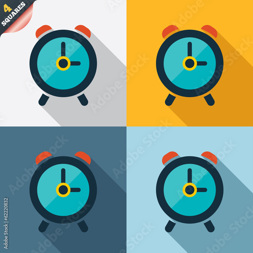 Alarm clock sign icon. Wake up alarm symbol.