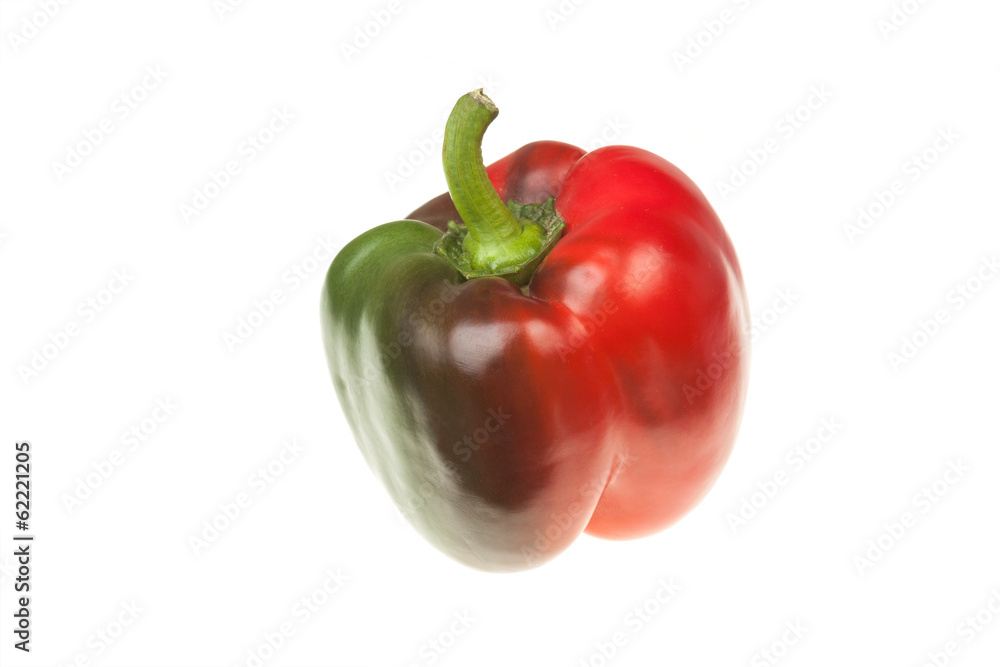 One red pepper with green side One red pepper with green side
