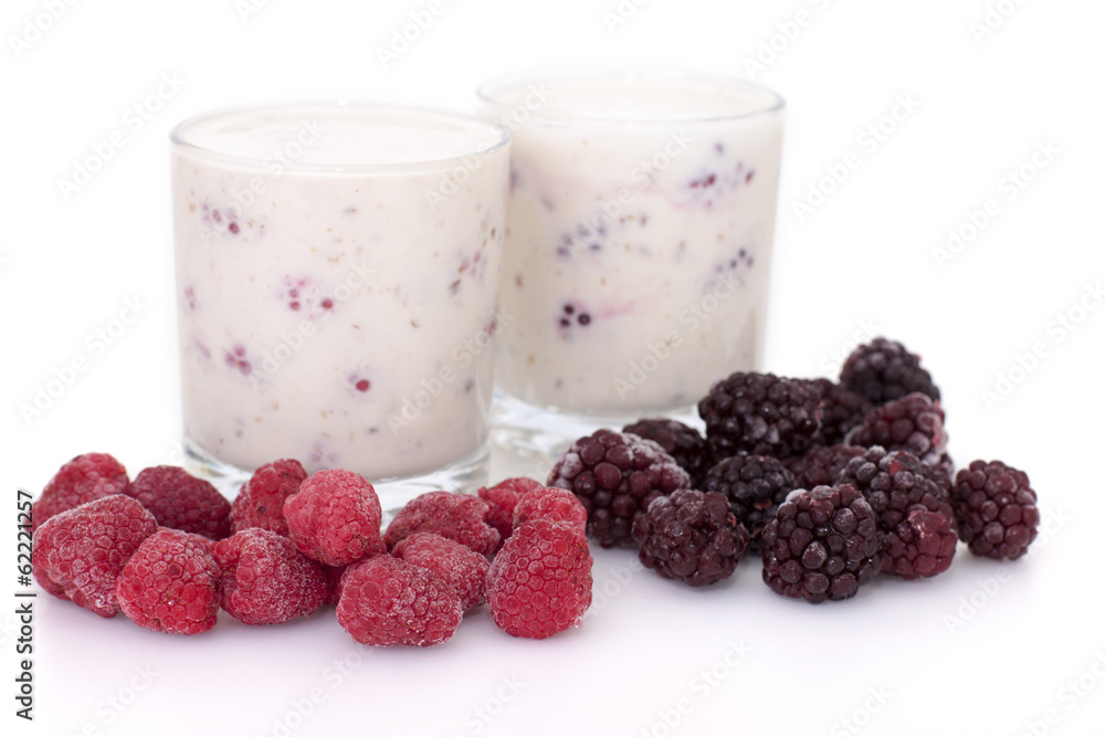 Сocktail of banana with frozen blackberries and yogurt. Сocktail of banana with frozen blackberries and yogurt.