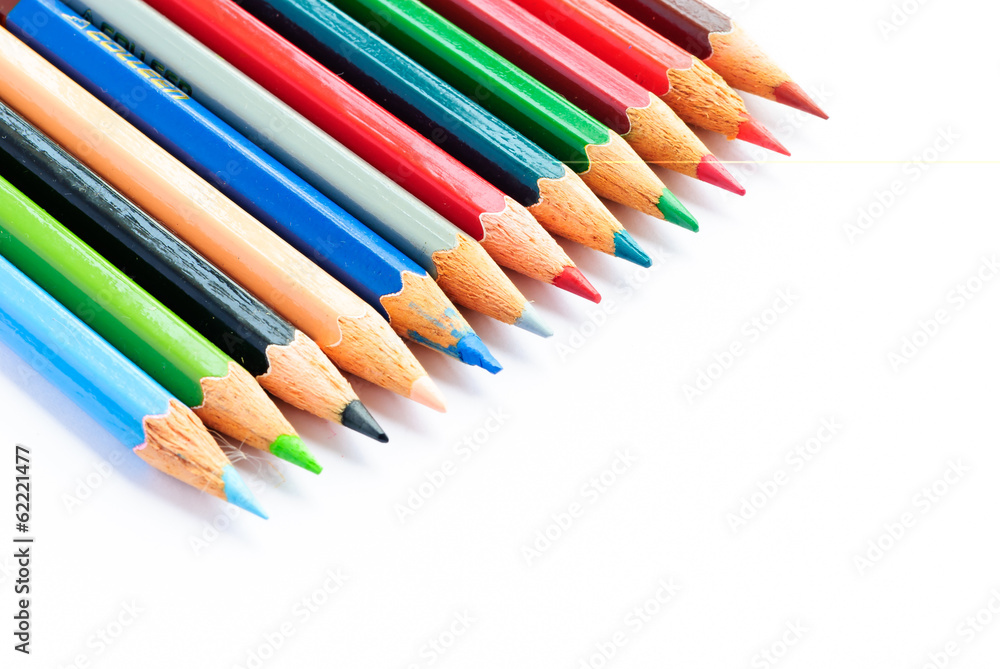 Color pencils on the white background Color pencils on the white background