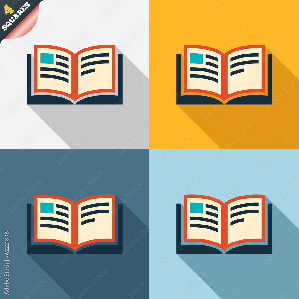 Book sign icon. Open book symbol. Book sign icon. Open book symbol.
