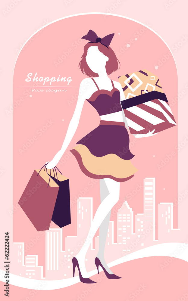 background with fashion girl and shopping bags background with fashion girl and shopping bags
