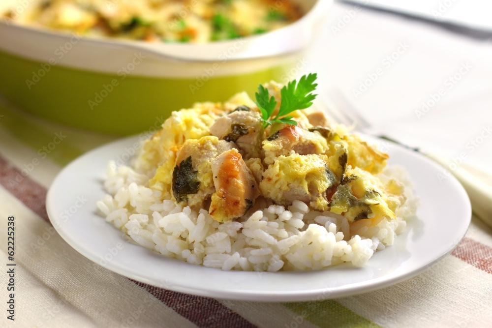 Chicken breast and cauliflower casserole with rice Chicken breast and cauliflower casserole with rice