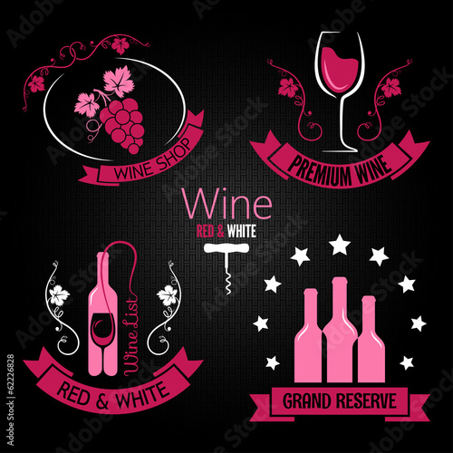 wine glass bottle label set