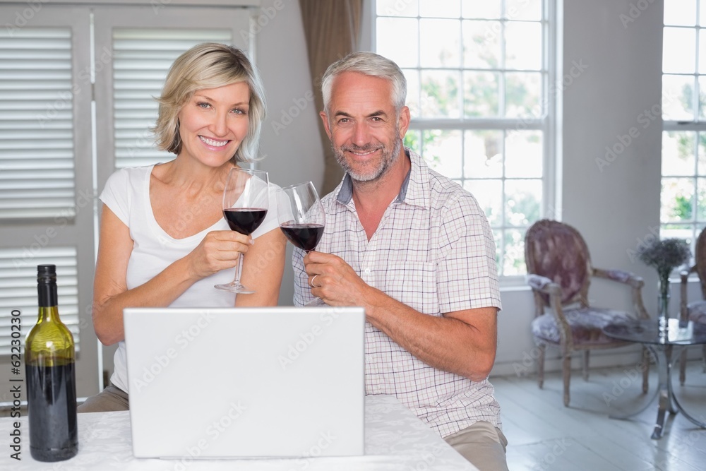 Mature couple toasting wine glasses at home Mature couple toasting wine glasses at home
