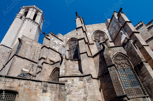 Barcelona Cathedral Santa Eulalia back  walls and tower details photo