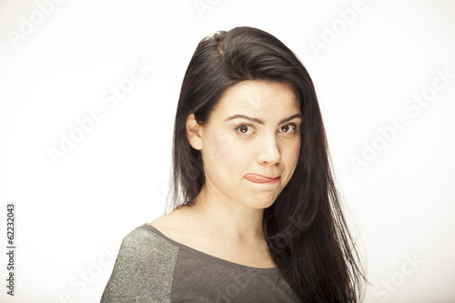 girl showing emotion with facial features