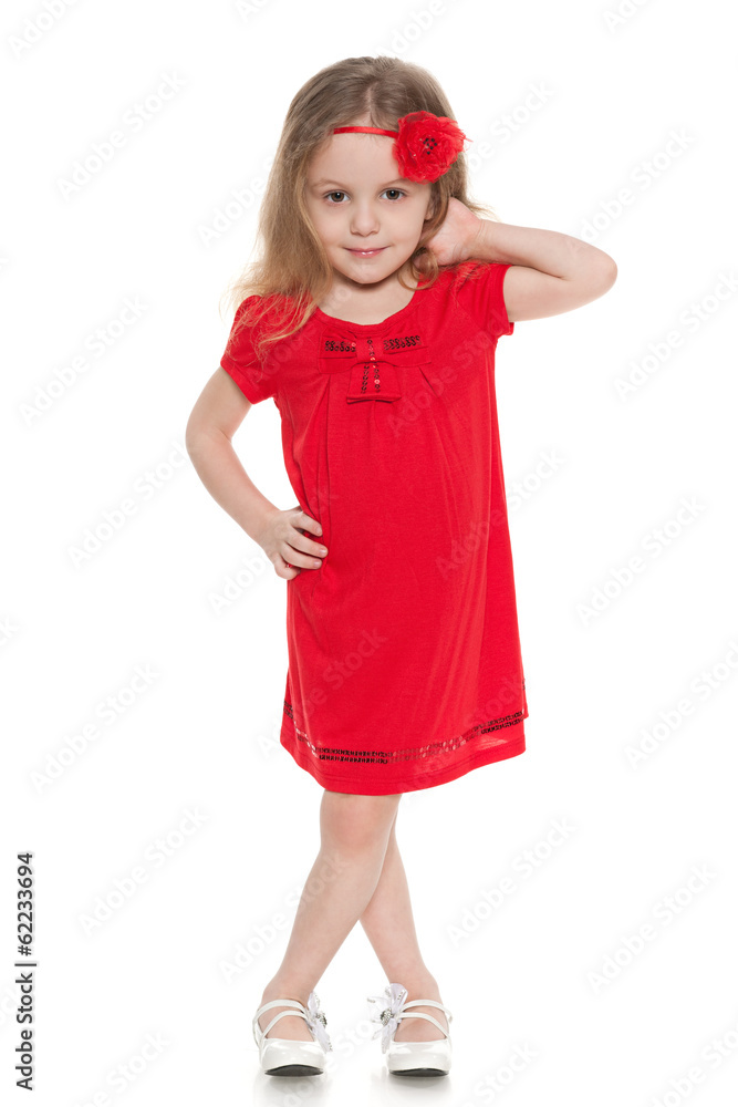 Little girl in red dress Little girl in red dress