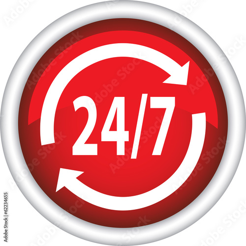 Круглый векторный знак с надписью 24/7