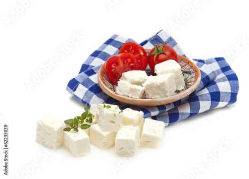 feta cubes and tomato