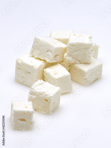 feta cubes on white
