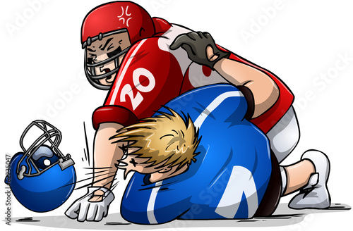 Football Players Fight and Punch