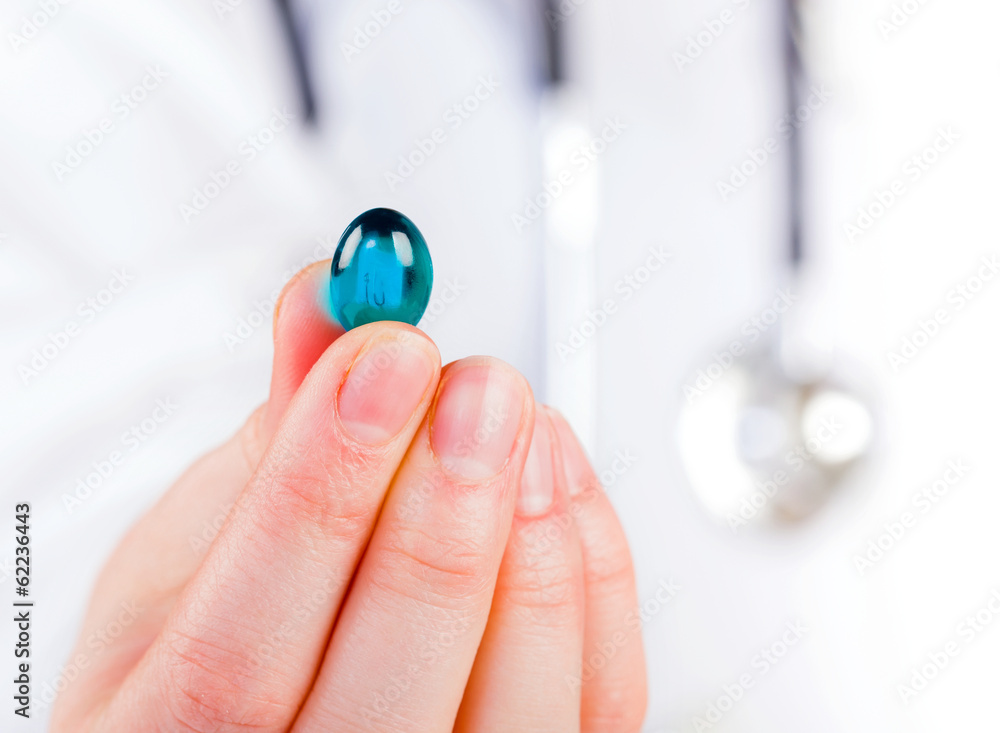 Fototapeta premium Blue gel capsule