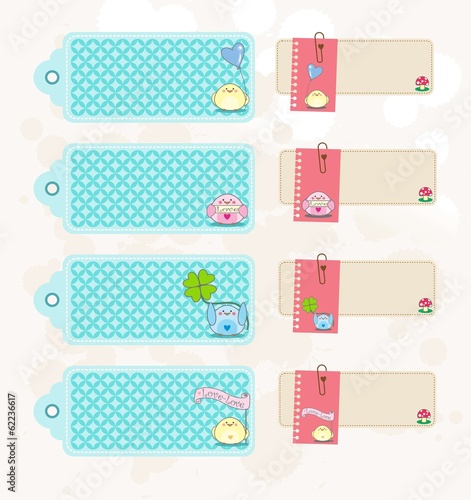 scrapbook, tags, birds