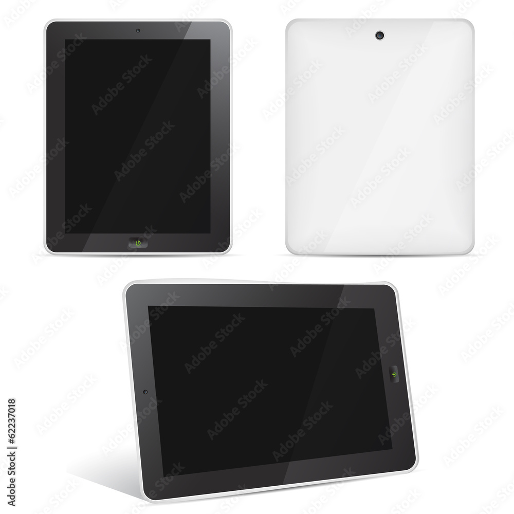 Vector tablet computer set face, back, perspective view Vector tablet computer set face, back, perspective view