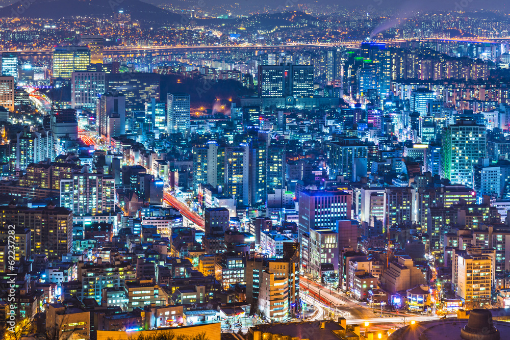Naklejka premium Seoul, South Korea cityscape