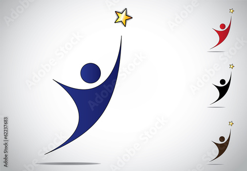 colorful person winning or achievement success symbol icon