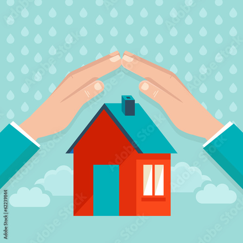 Vector house insurance concept in flat style