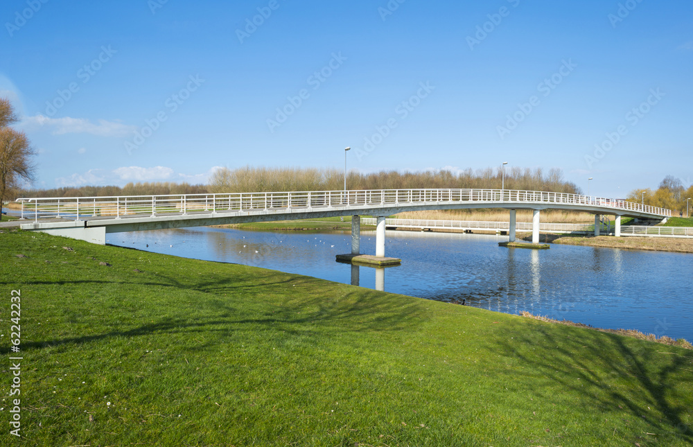 Bridge over a canal in winter