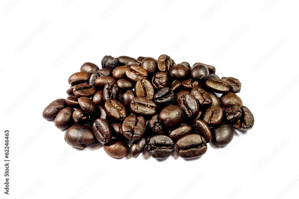 Pile of coffee beans on white background Pile of coffee beans on white background