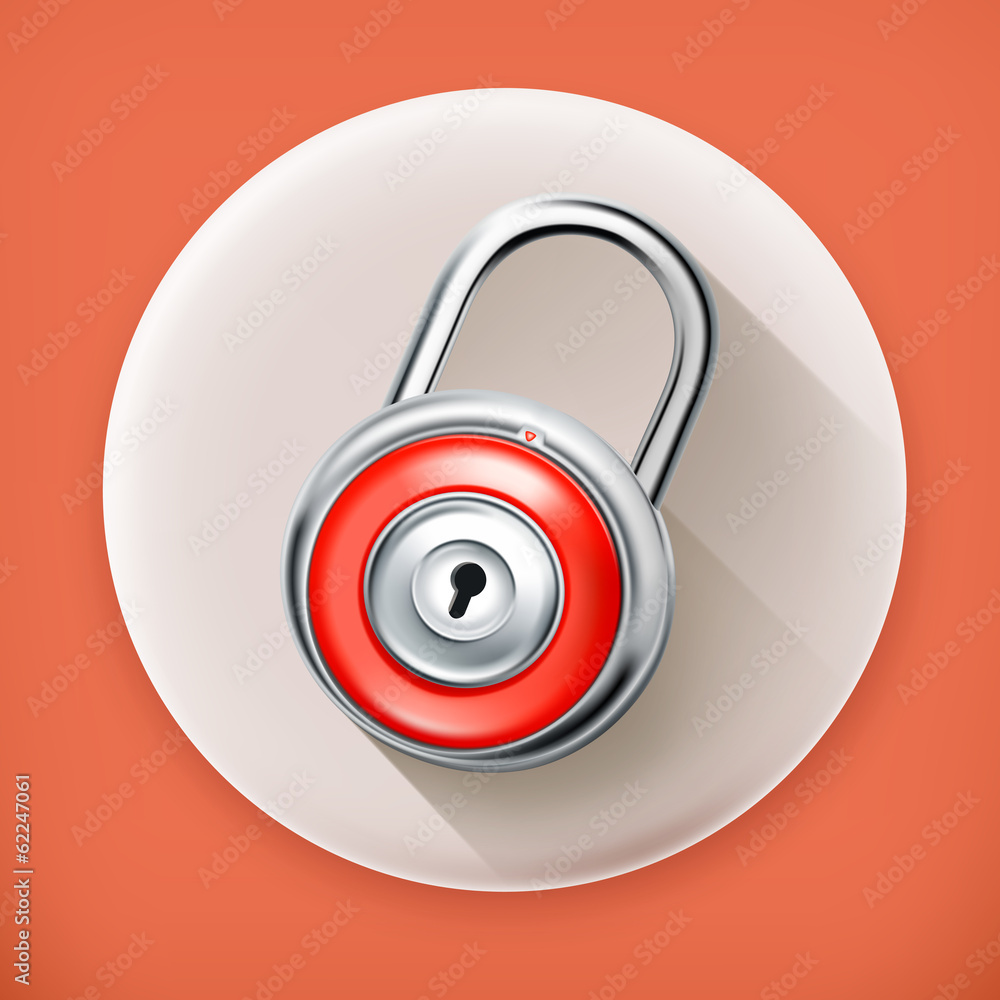 Padlock, long shadow vector icon Padlock, long shadow vector icon