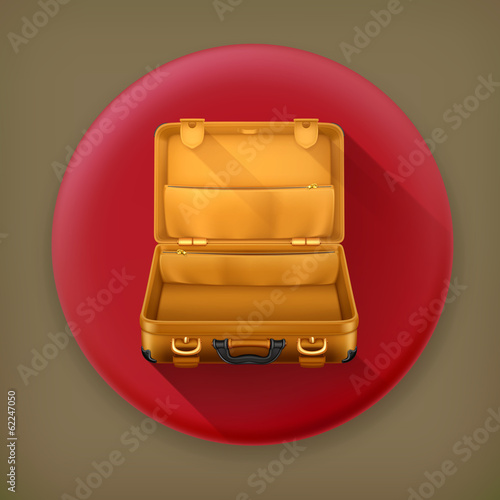 Open Suitcase long shadow vector icon