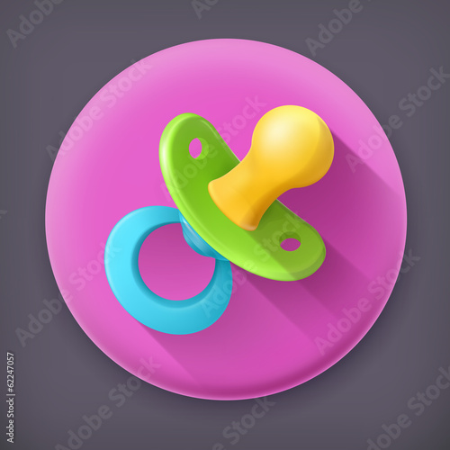 Pacifier long shadow vector icon