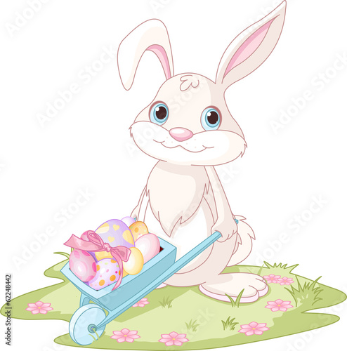 Easter Bunny with wheelbarrow