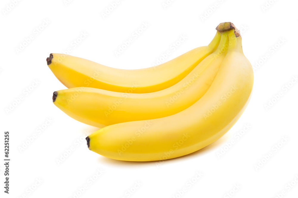 Close-up of three yellow bananas Close-up of three yellow bananas