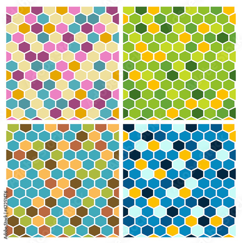 The simple seamless hexagon background set
