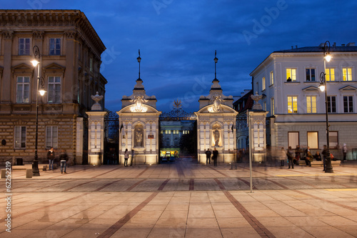 Gate to the University of Warsaw at Night photo