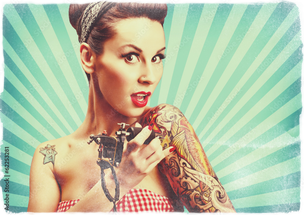 Pin-Up girl with tattoos