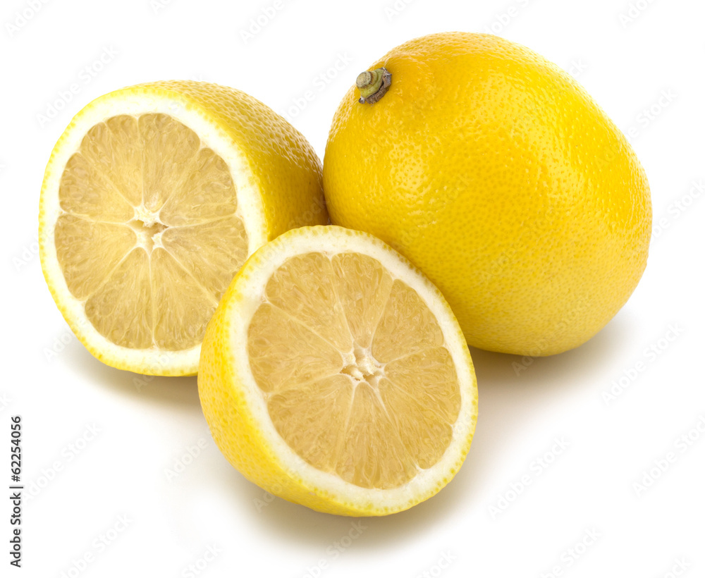 Lemon slices isolated on white background