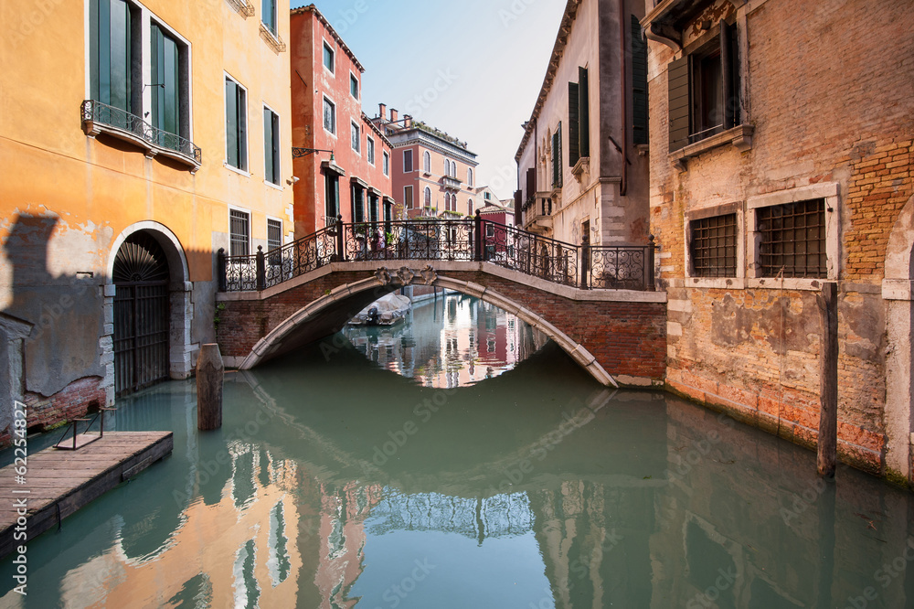 Typical canal of Venice, Italy.