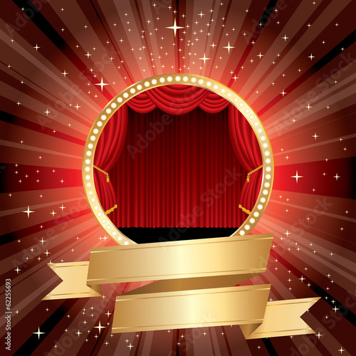 golden banner circle stage