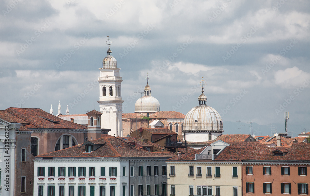 Venice Domes Under Cloudy Skies