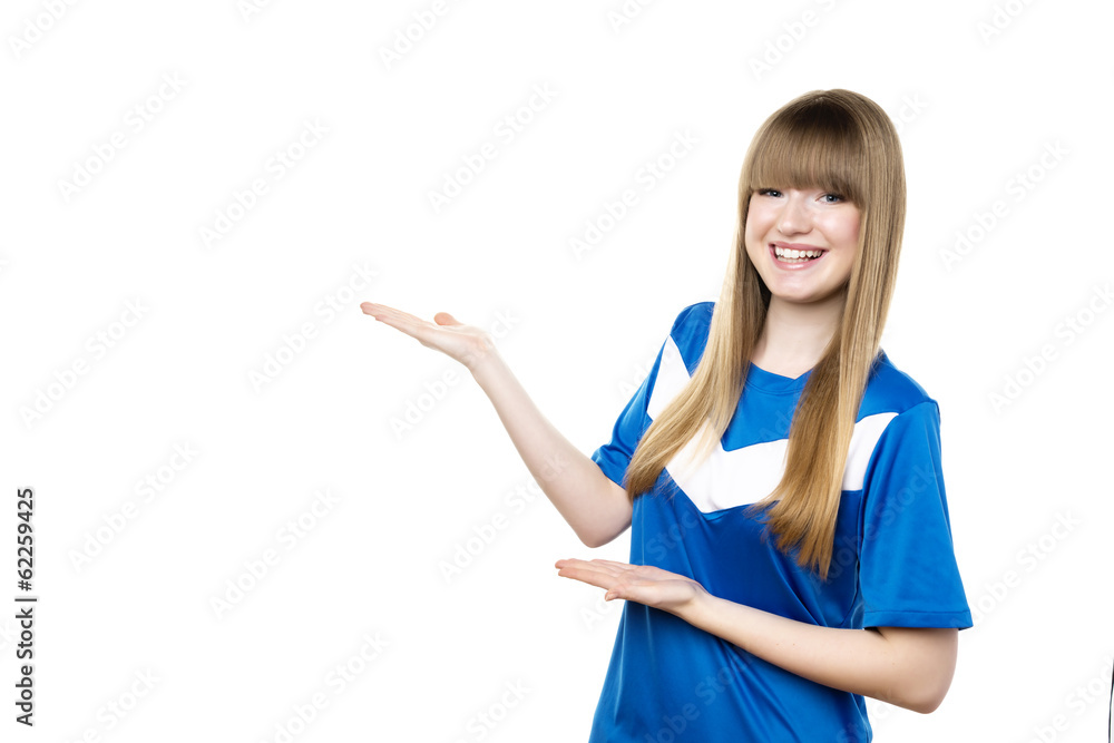 Girl presenting something Girl presenting something