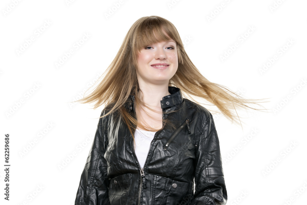 Woman blond waving hair Woman blond waving hair