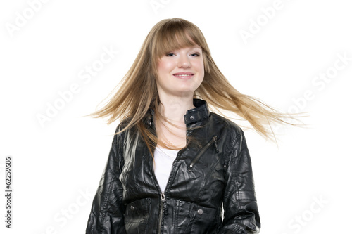 Woman blond waving hair