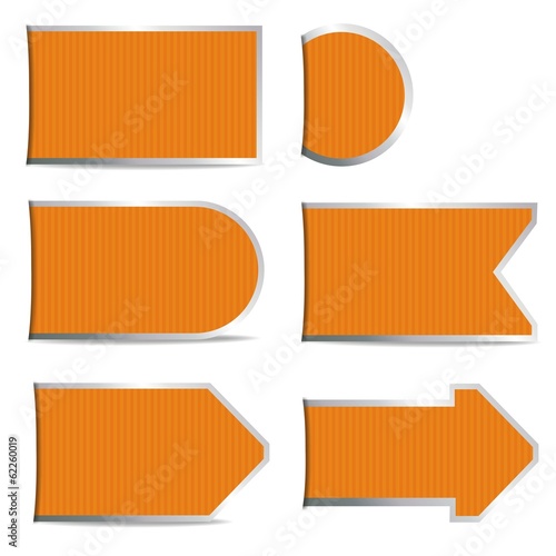 leere Schilder, Etikette, Aufkleber in orange